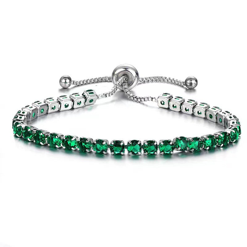 Alloy 4mm round single row full diamond bracelet (Minimo de Compra 2) MIC-LinD009