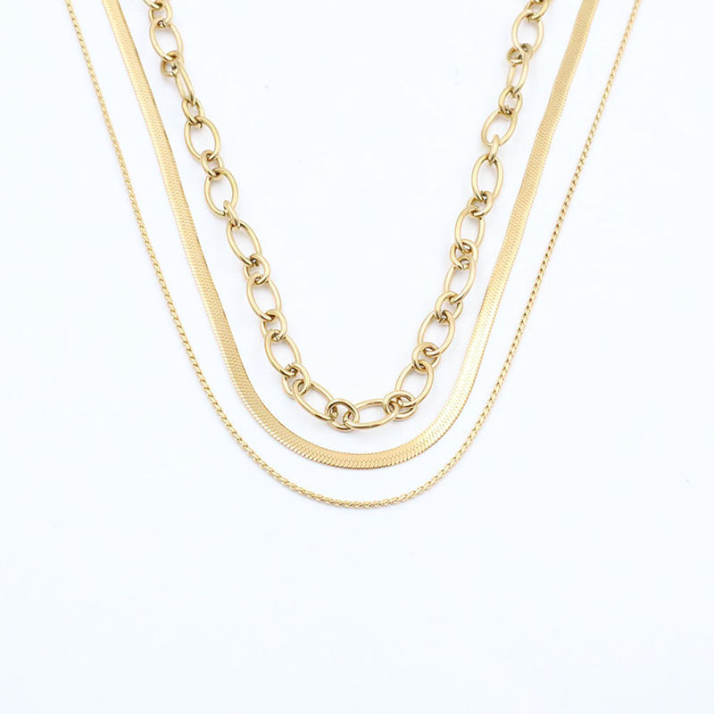 Stainless steel gold-plated multi-layer snake bone necklace MYA-XuanJ026