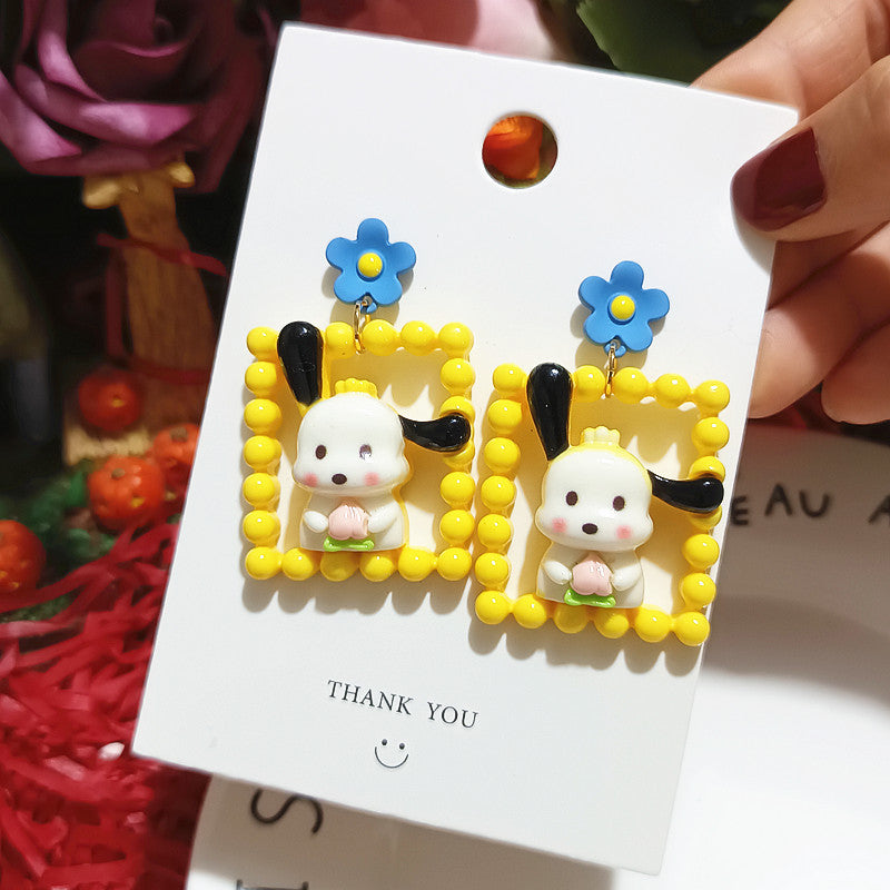 Alloy Cute Window Sill Chacha Dog Earrings MIC-XingJ085