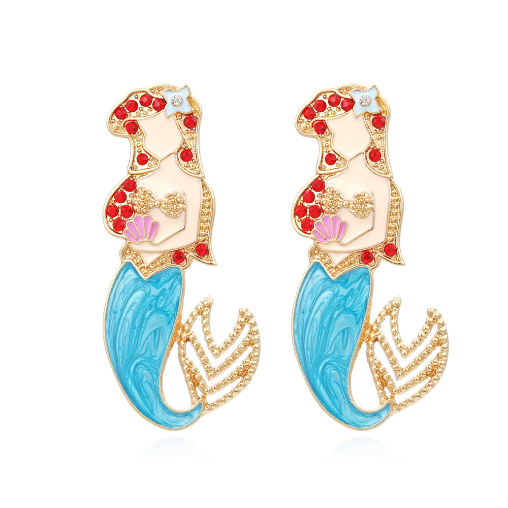 Alloy diamond inlaid cartoon character earrings MIC-ManY039