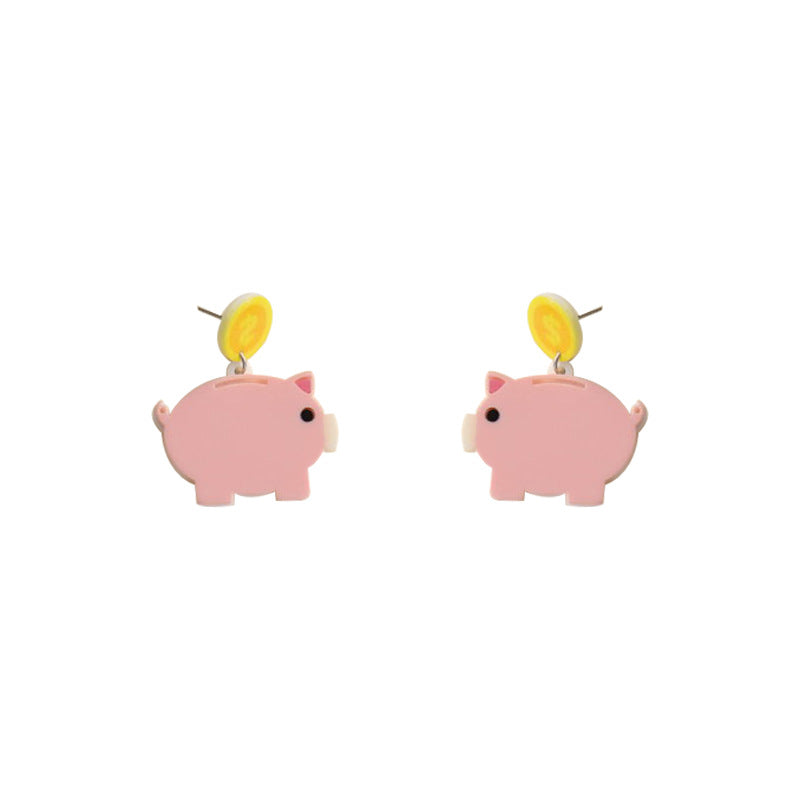 Cartoon Resin Piggy Earrings （Minimo de compra 2）MIC-OuG007