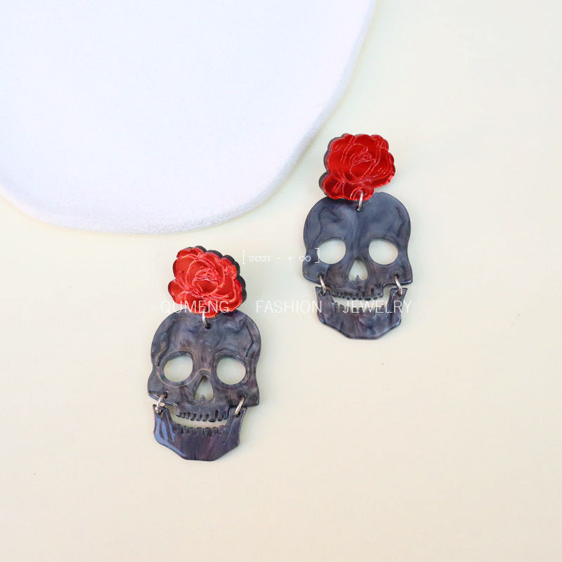 Acrylic Halloween New Skull Earrings (Minimo de Compra 3) MIC-OuG067