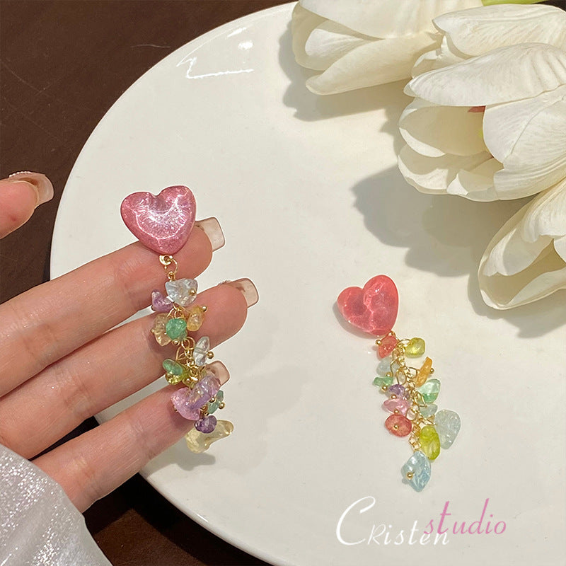 Alloy Powder Love Stone Earrings (Minimo de compra 3) MIC-GuanY001