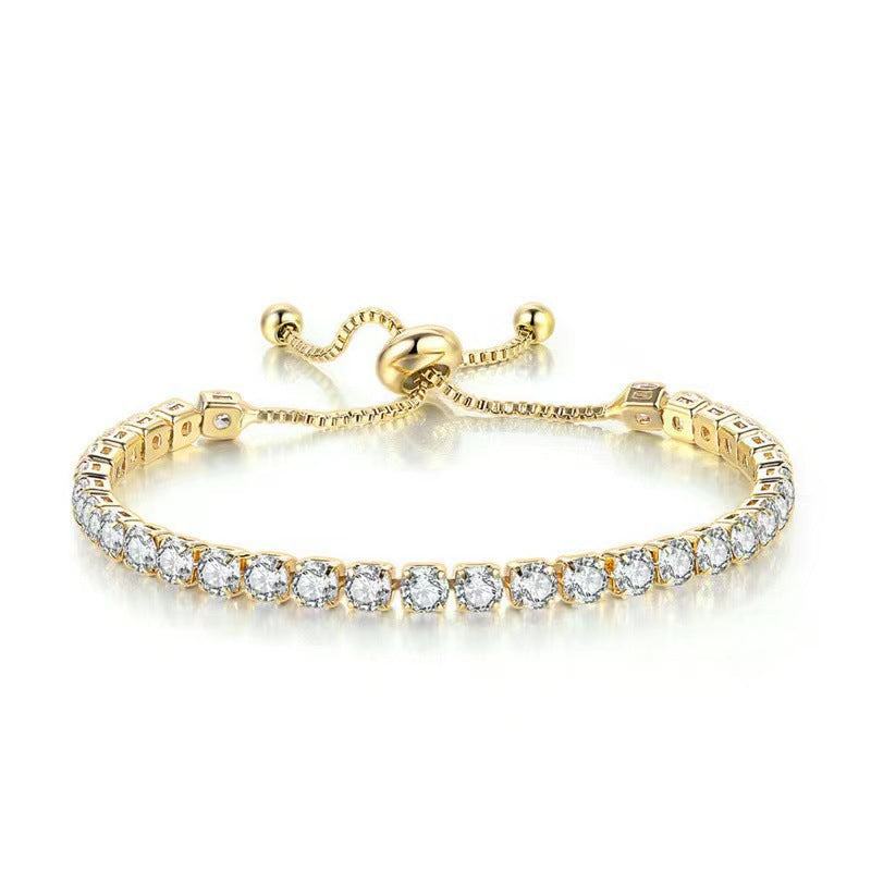 Alloy 4mm round single row full diamond bracelet (Minimo de Compra 2) MIC-LinD005