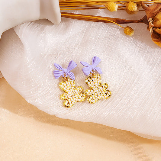 Alloy cute bow pearl earrings (Minimo de Compra 2) MIC-MDD072