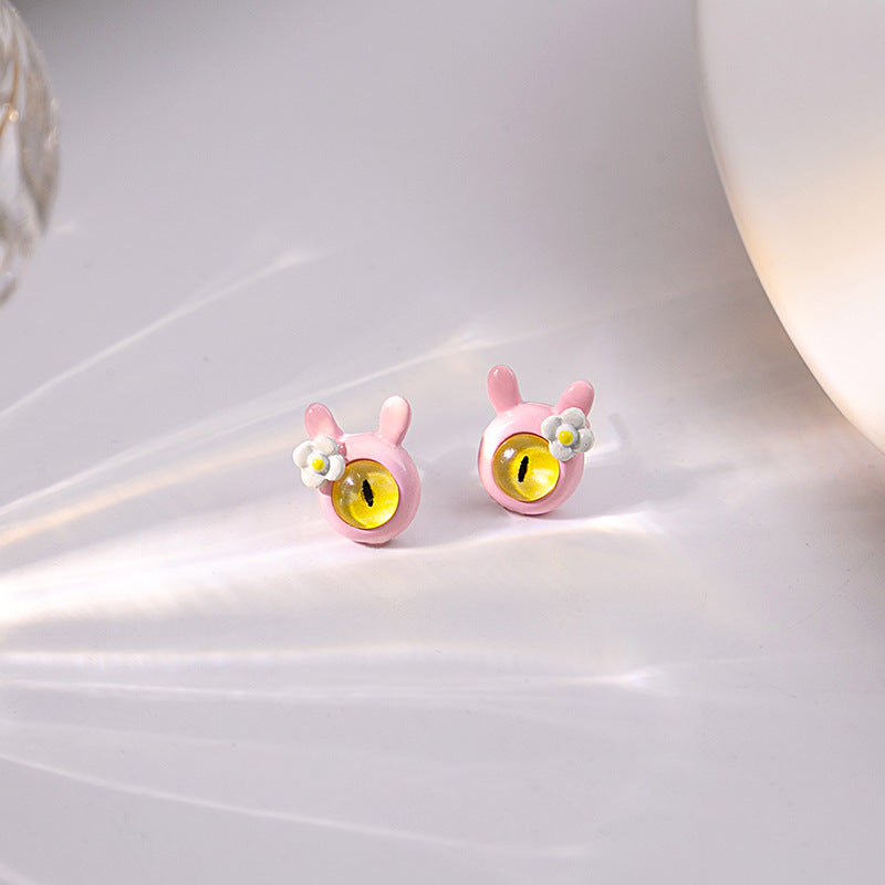 Alloy cartoon oil dripping cat's eye stone earrings MIC-MDD161