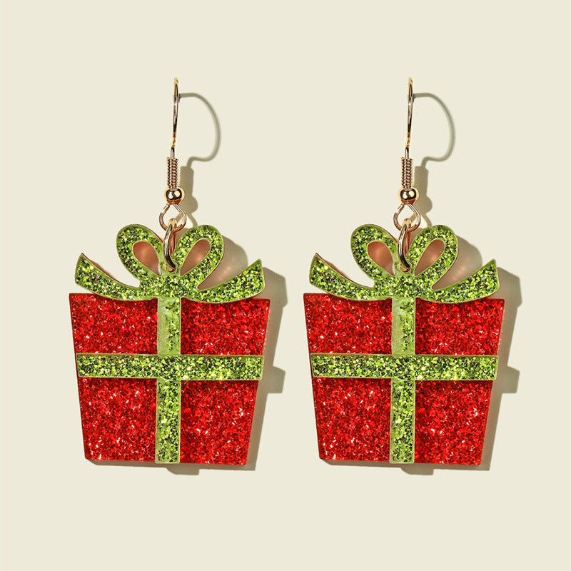 Acrylic Christmas Tree Snowman Earrings MIC-JunJ022