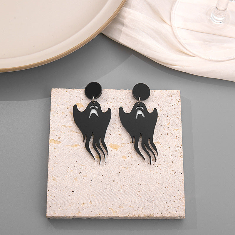 Acrylic Halloween Bat Spider Castle Earrings MIC-MDD041