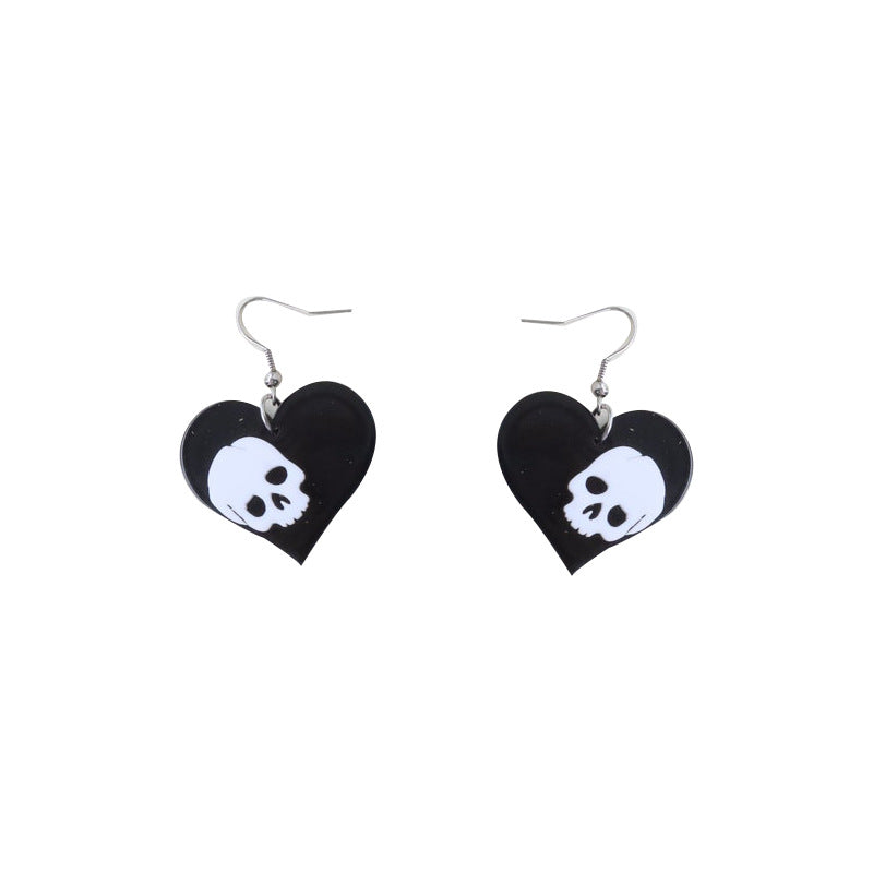 Acrylic Halloween love Skull Earrings (Minimo de Compra 3) MIC-OuG065