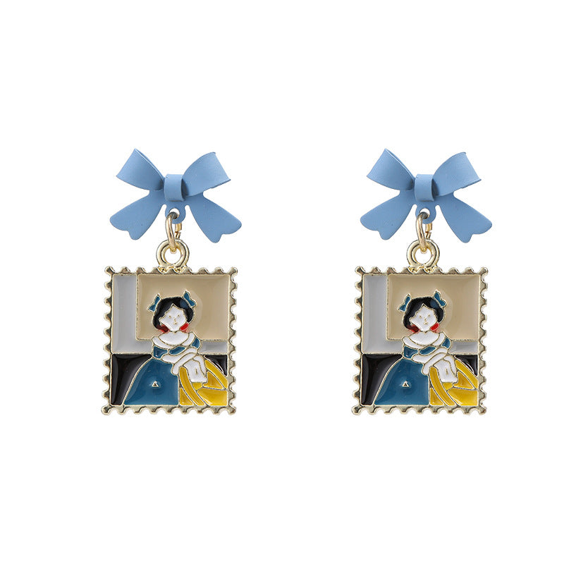 Alloy Oil Painting Style Little Girl Earrings (Minimo de compra 2) MIC-FuZ016