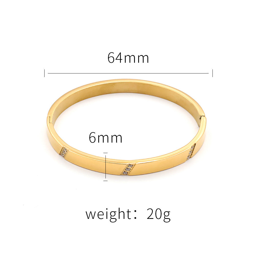 Stainless steel gold-plated open set zircon bracelet MYA-XuanJ020