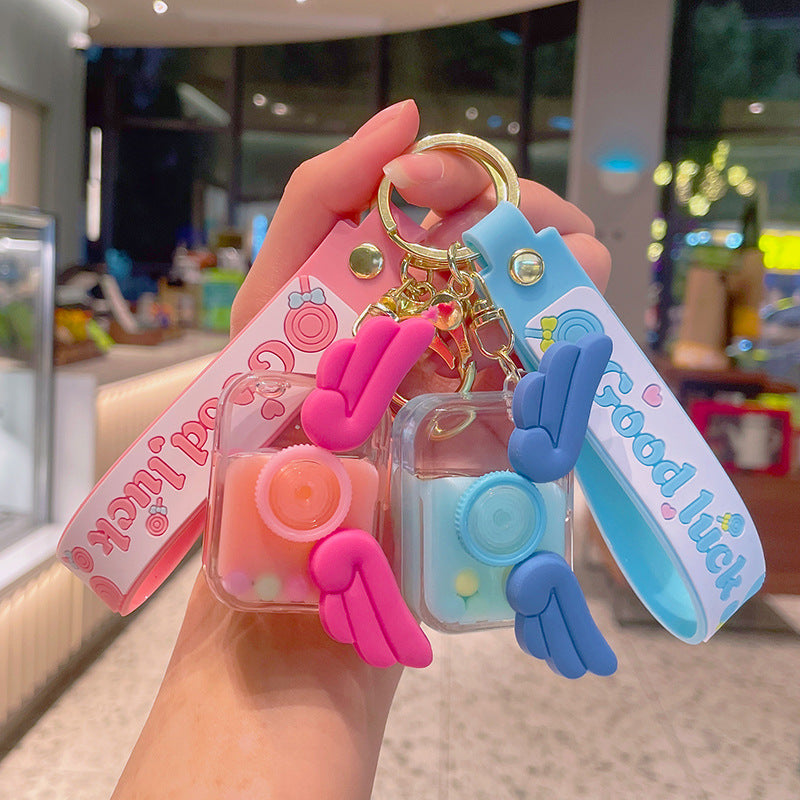 Keychains For Backpacks Floating Camera Quicksand Bottle Key Chain School Bag Ornament Doll MOQ≥2 MIC-YDao027