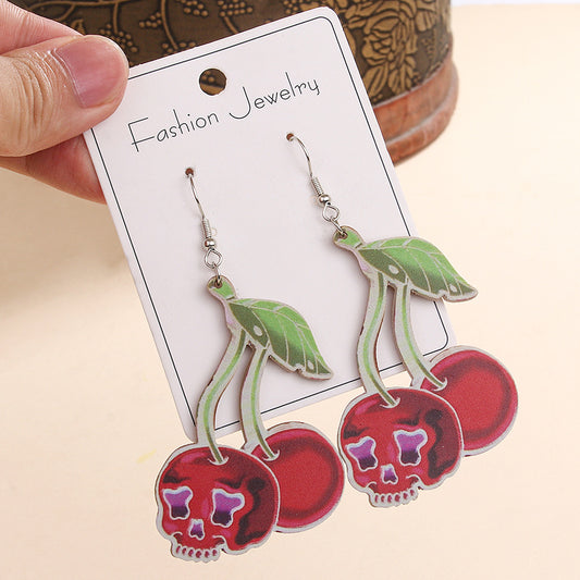 Acrylic new cherry skull earrings (Minimo de compra 5) MIC-ManT037