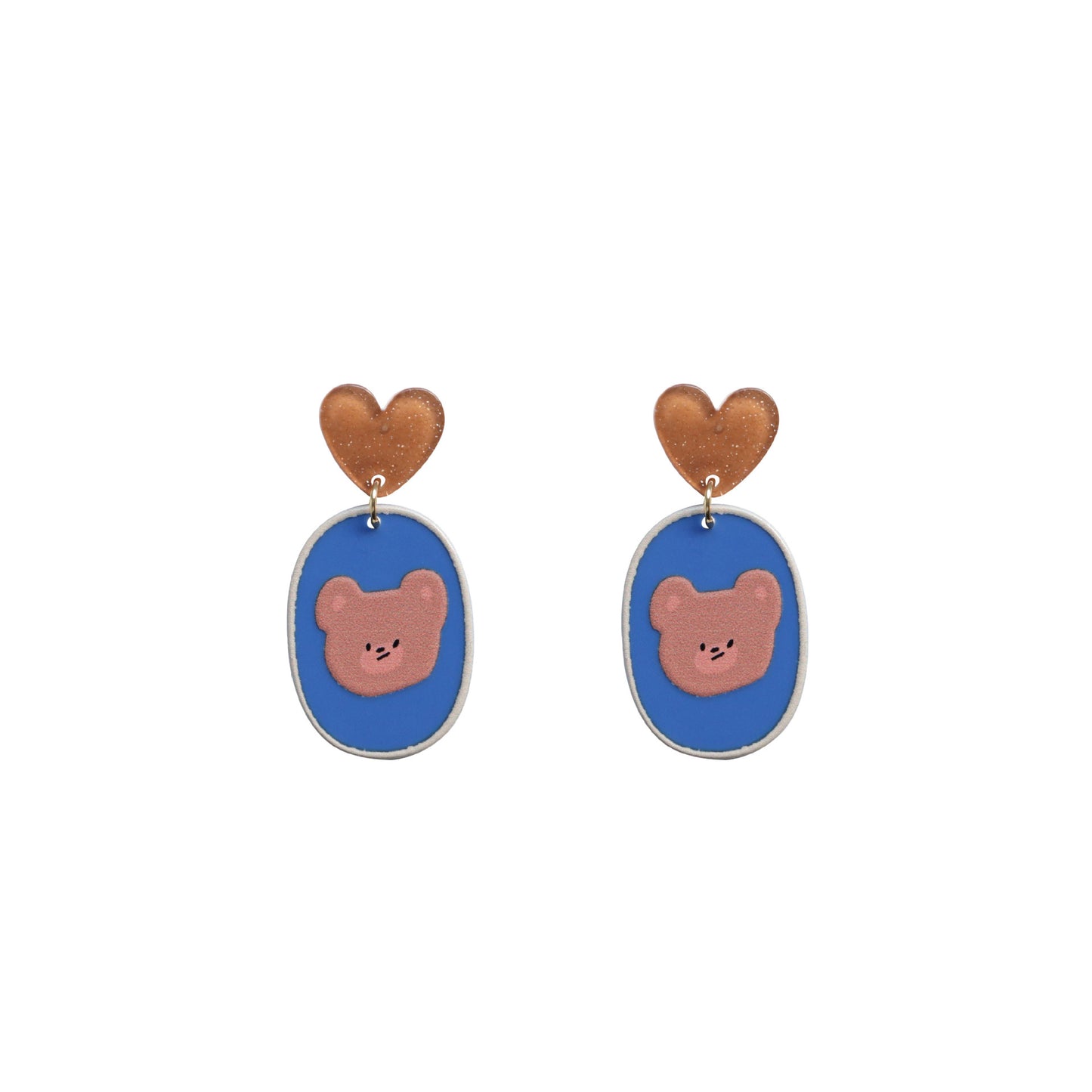 Alloy Brown Love Bear Earrings MIC-QingJ033