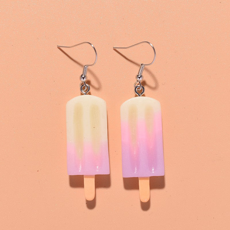 Resin contrast ice cream earrings MIC-XunT006