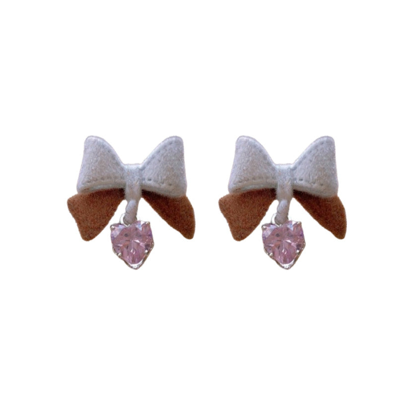 Alloy Bow Heart Earrings (Minimo de compra 2) MIC-FengM004