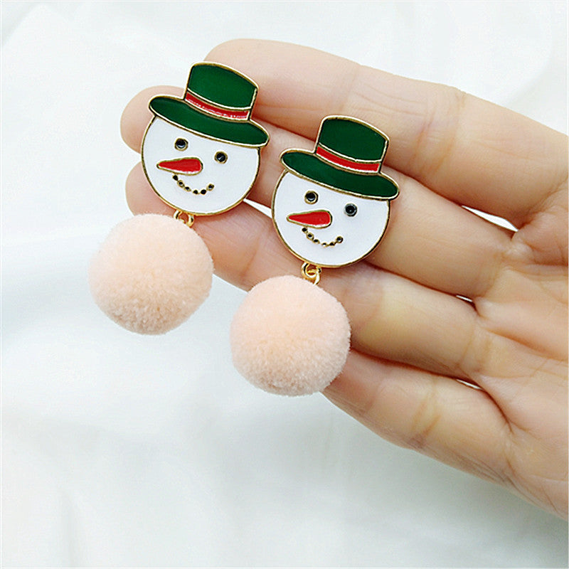 Alloy hairy ball snowman earrings MIC-AiM020