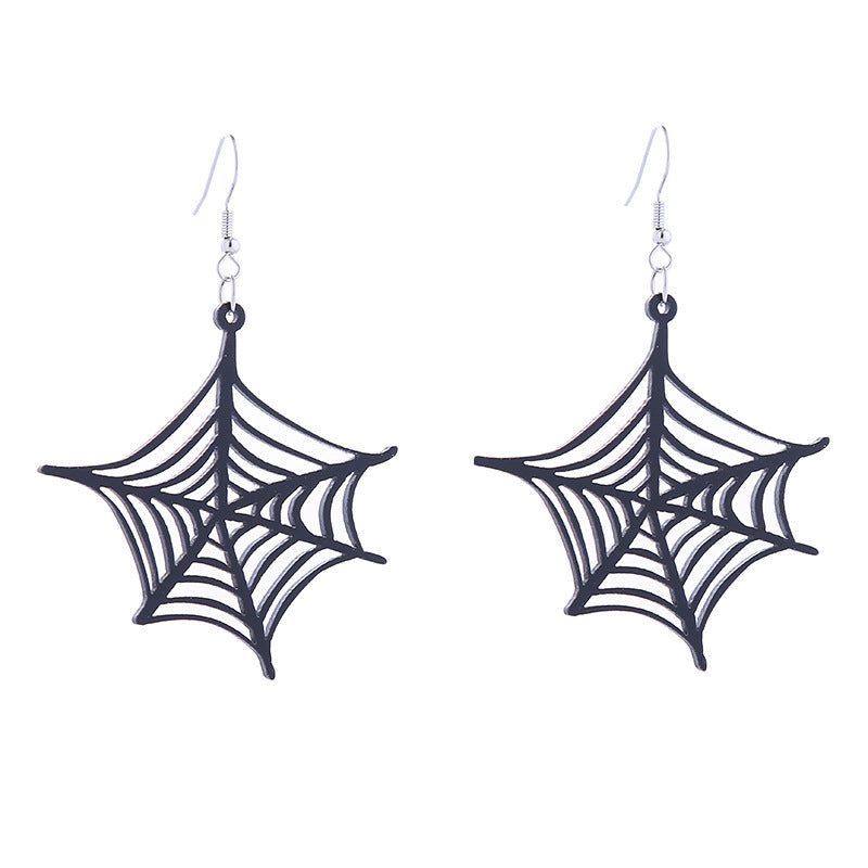 Acrylic Spider Web Ghost House Earrings (Minimo de Compra 2) MIC-ChouT035