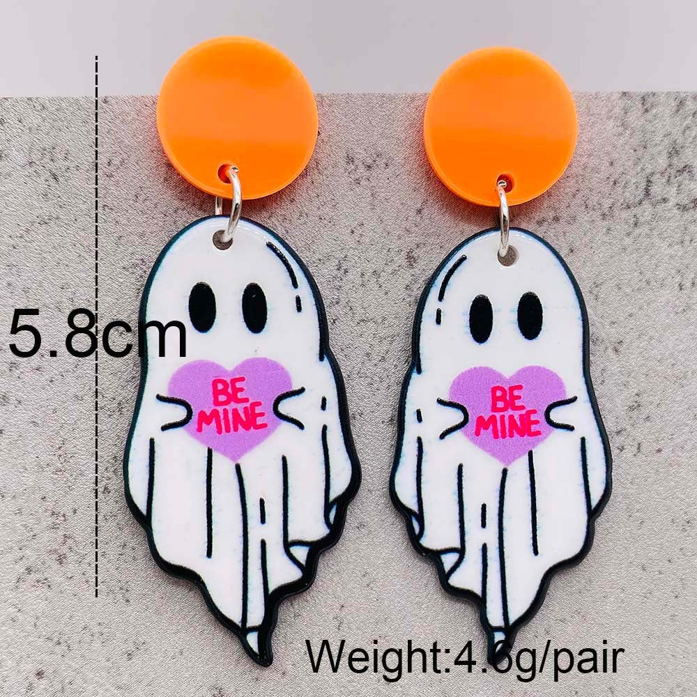 Acrylic Halloween Ghost Pumpkin Earrings (Minimo de Compra 2) MIC-ChenY023