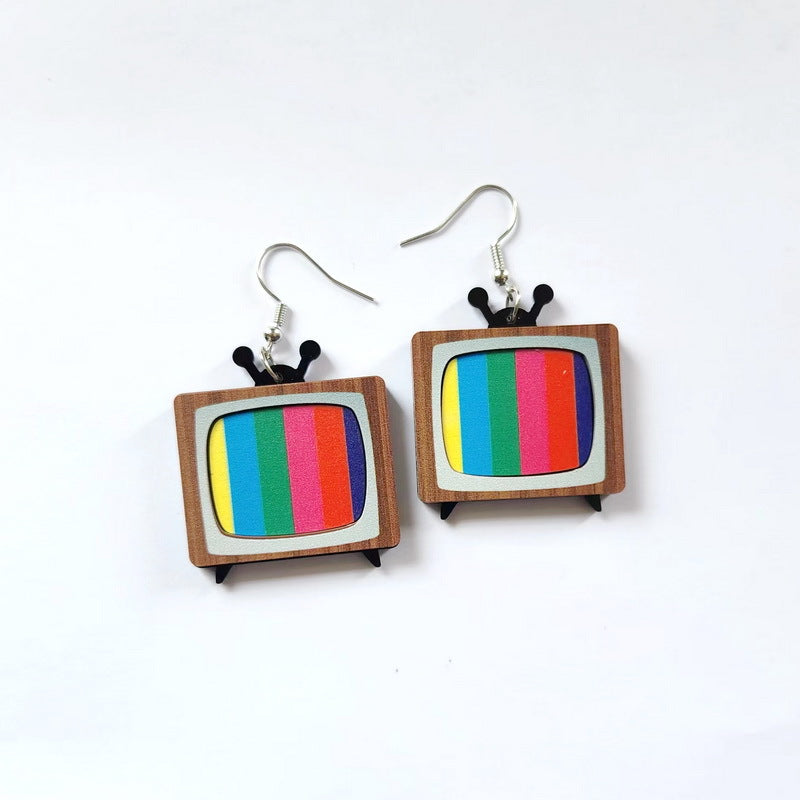 Acrylic retro style retro TV earrings MYA-XueP076