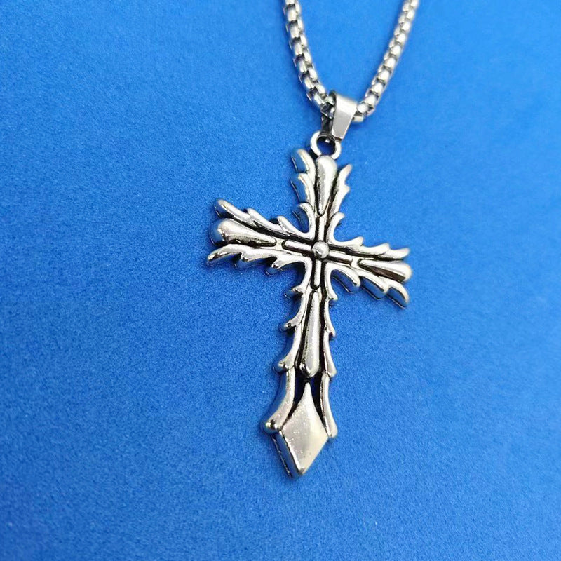 Stainless steel diamond studded cross necklace (Minimo de Compra 2)  MYA-ZhongR007