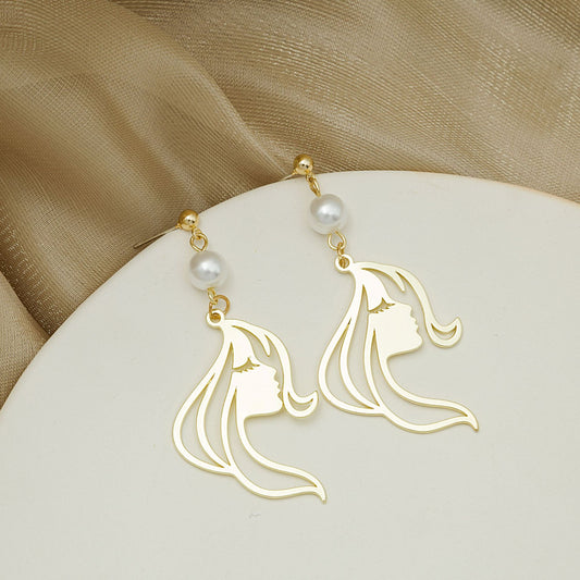 Alloy abstract facial pearl earrings MIC-MDD169