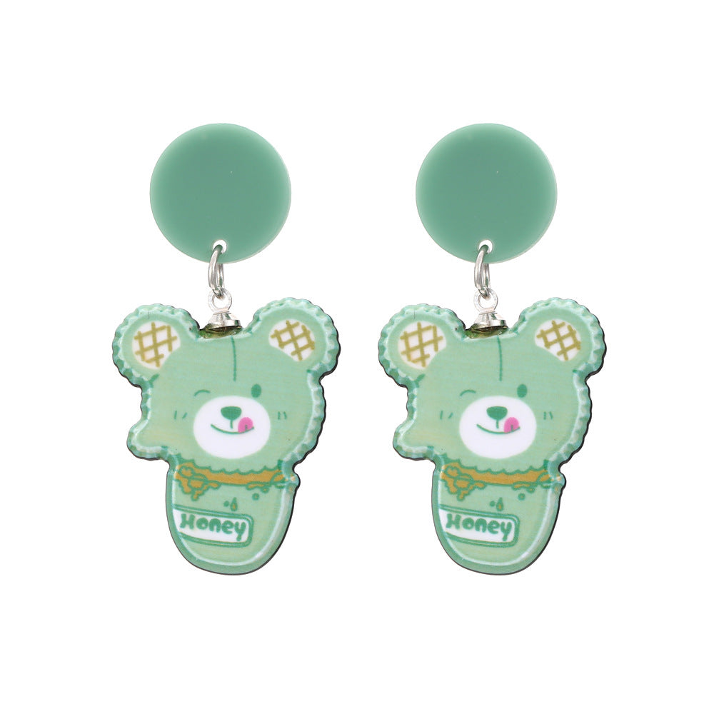 Alloy resin bear earrings MIC-ManY017