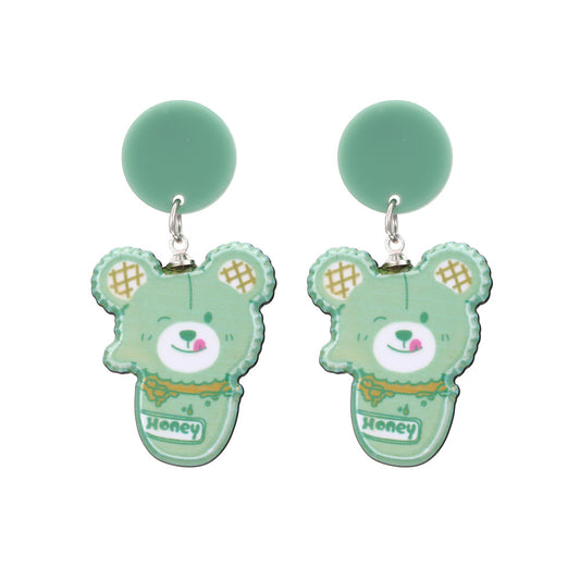 Alloy resin bear earrings MIC-ManY017