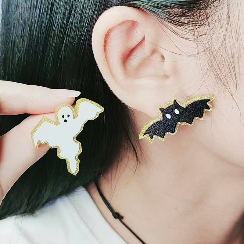 Acrylic Halloween Pumpkin Bat Earrings (Minimo de Compra 2) MYA-DuA044