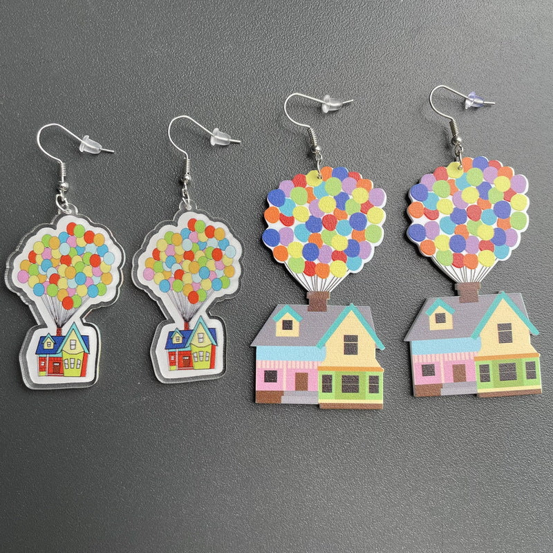 Acrylic balloon small house earrings MYA-XueP022