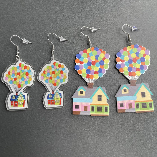 Acrylic balloon small house earrings MYA-XueP022