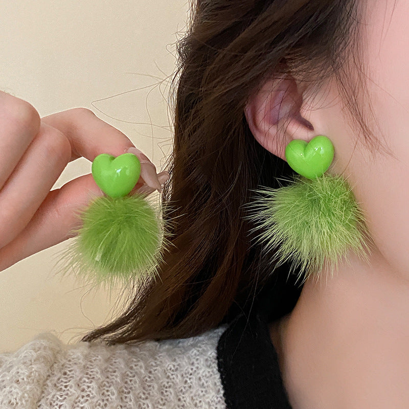 Alloy acrylic hair ball earrings (Minimo de compra 2) MYA-FengM005