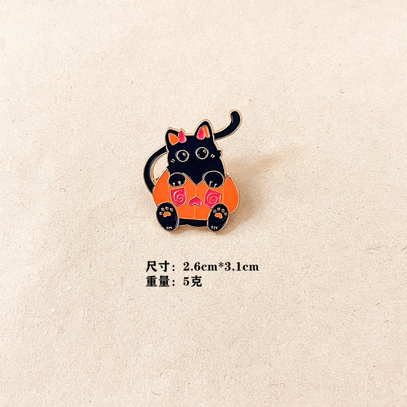 Alloy Halloween pumpkin cat brooch (Minimo de compra 2) MIC-DongQ024