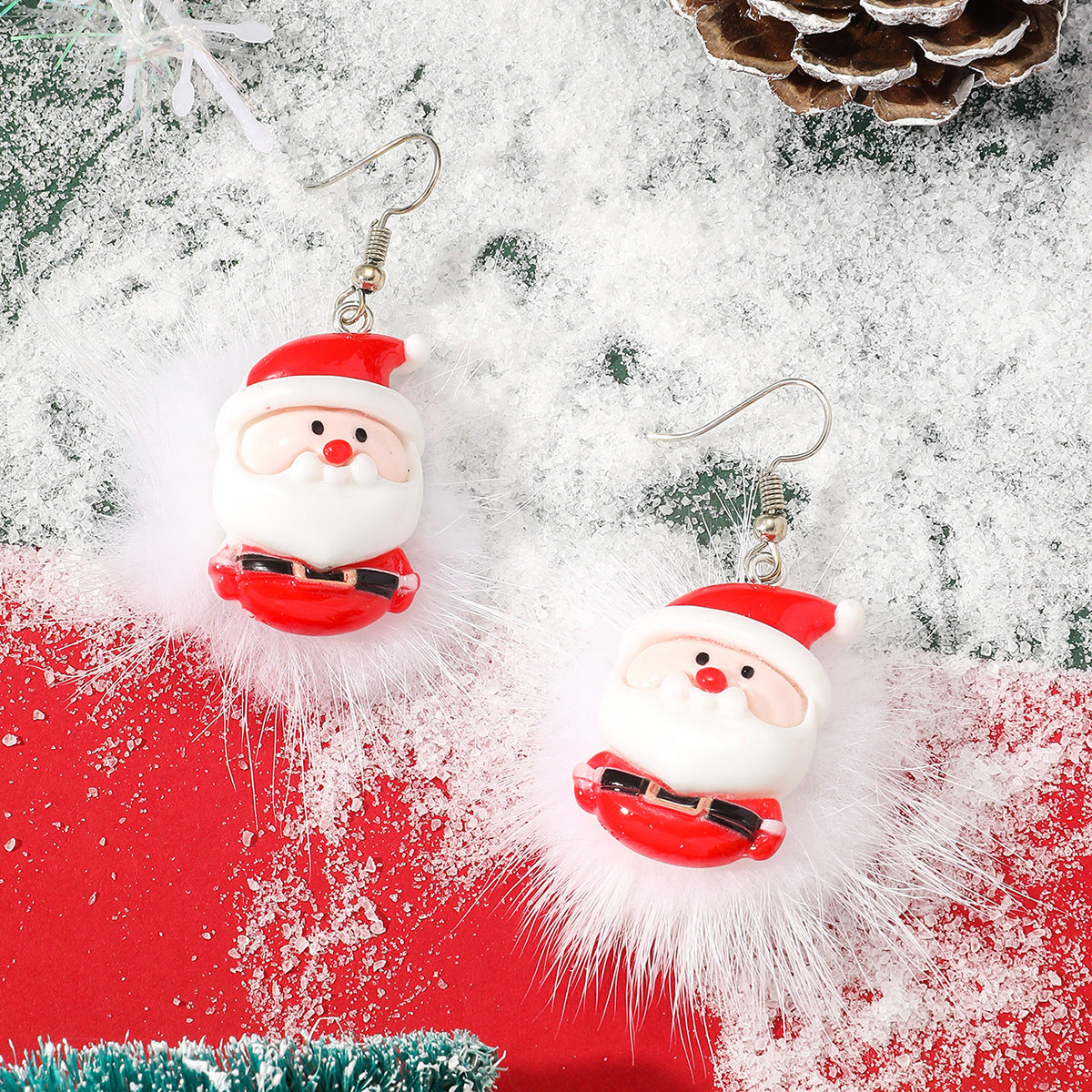 Acrylic Christmas Santa Claus Earrings MIC-JunJ025