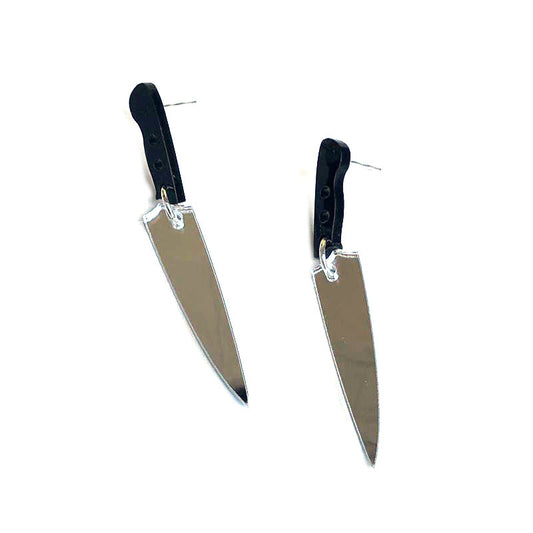 Acrylic Silver Mirror Small Knife Earrings MIC-QiuG015