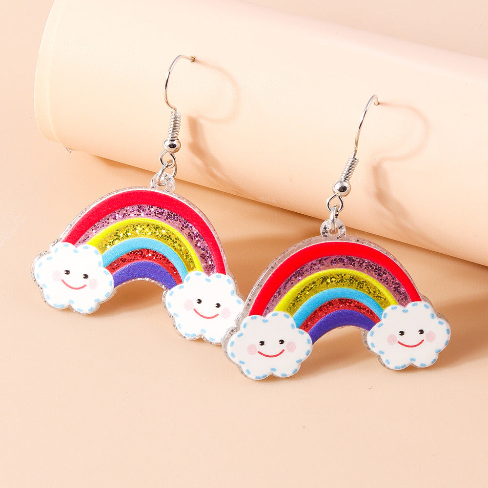 Acrylic Rainbow Cloud Earrings (Minimo de Compra 2) MYA-YueS005