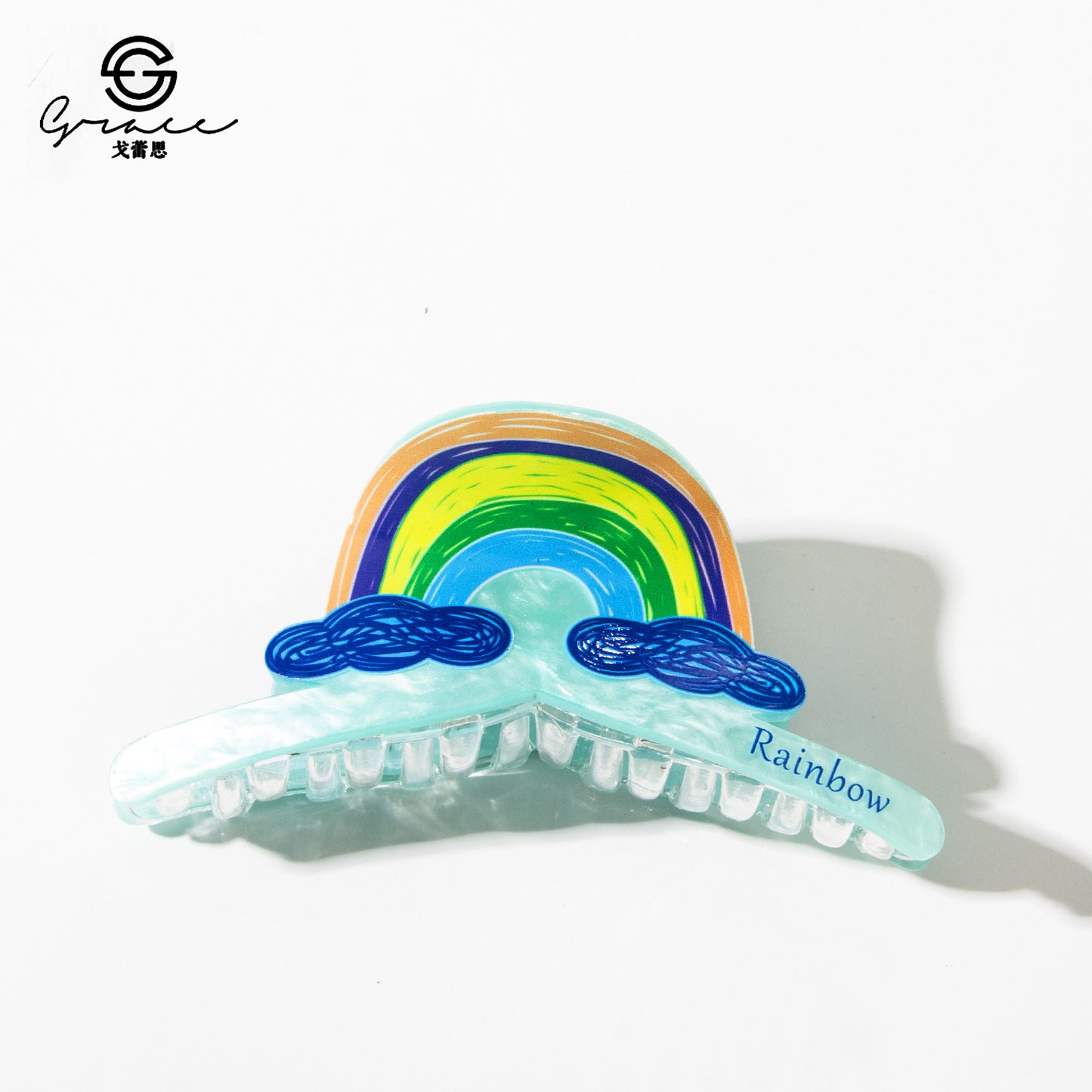 PVC Rainbow Heart Bow Hair Clip MIC-GLS004