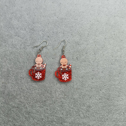 Acrylic Christmas Snowflake Earrings (Minimo de Compra 2) MIC-JiuT015