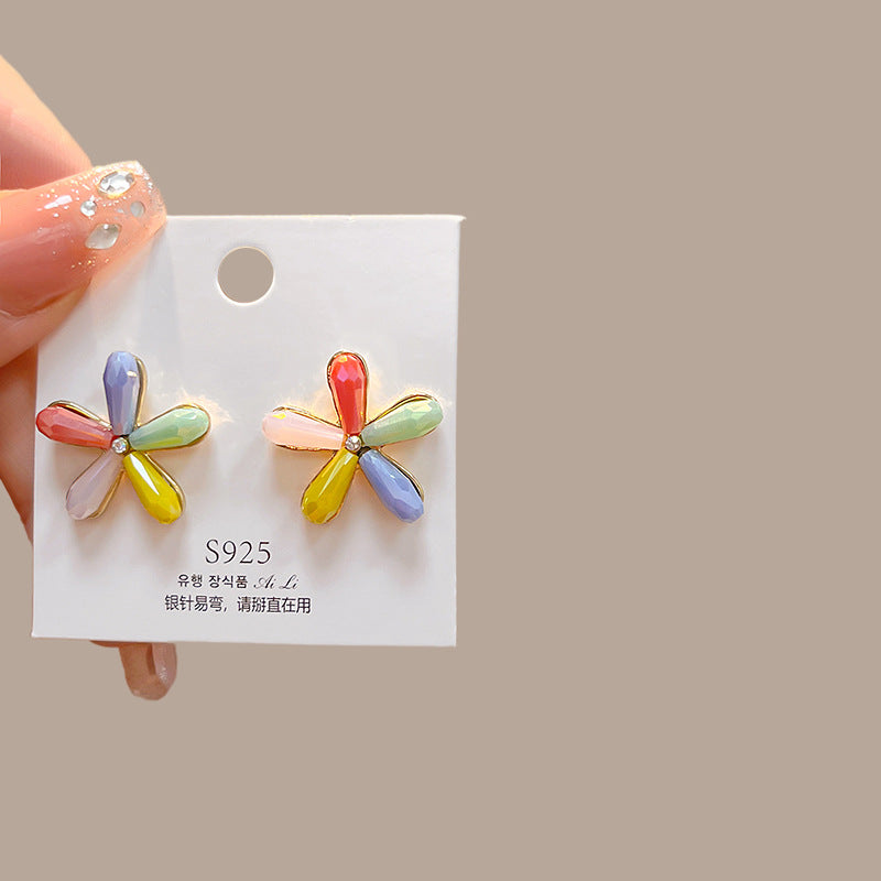 Alloy candy color flower earrings MIC-HongC004