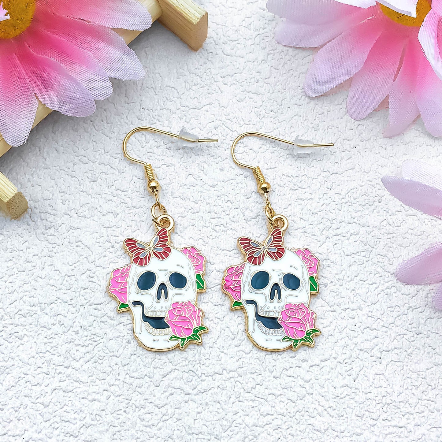 Alloy Halloween skull flower butterfly earrings (Minimo de compra 5) MIC-OuL005