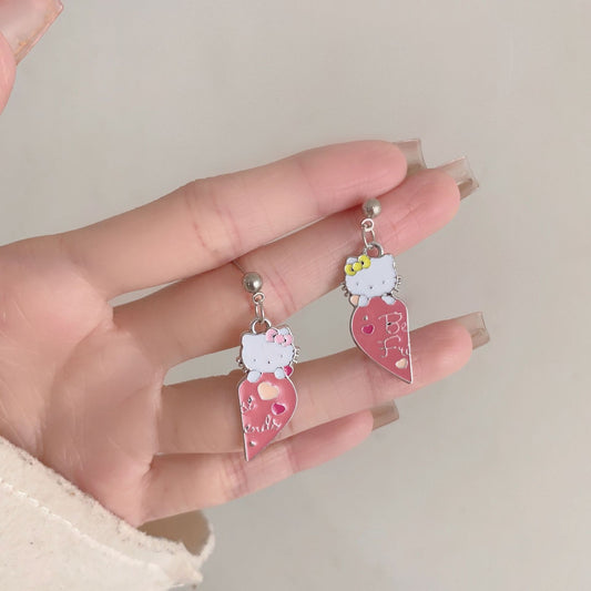 Alloy cartoon heart-shaped kitten earrings MYA-AiM019