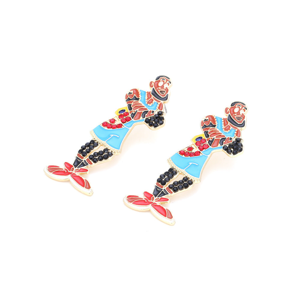 Alloy diamond inlaid cartoon character earrings MIC-ManY032