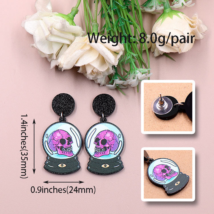 Acrylic Halloween Skull Earstuds (Minimo de compra 5) MIC-XiaoY042