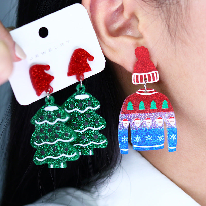 Acrylic Santa Claus sweater earrings MIC-DuA092