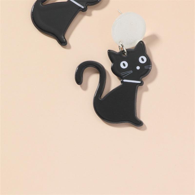 Acrylic black cat earrings (Minimo de compra 2) MIC-GanL001