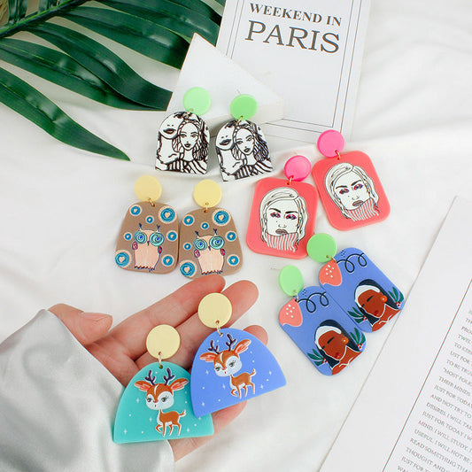 Alloy cartoon color contrast earrings MYA-XinT003