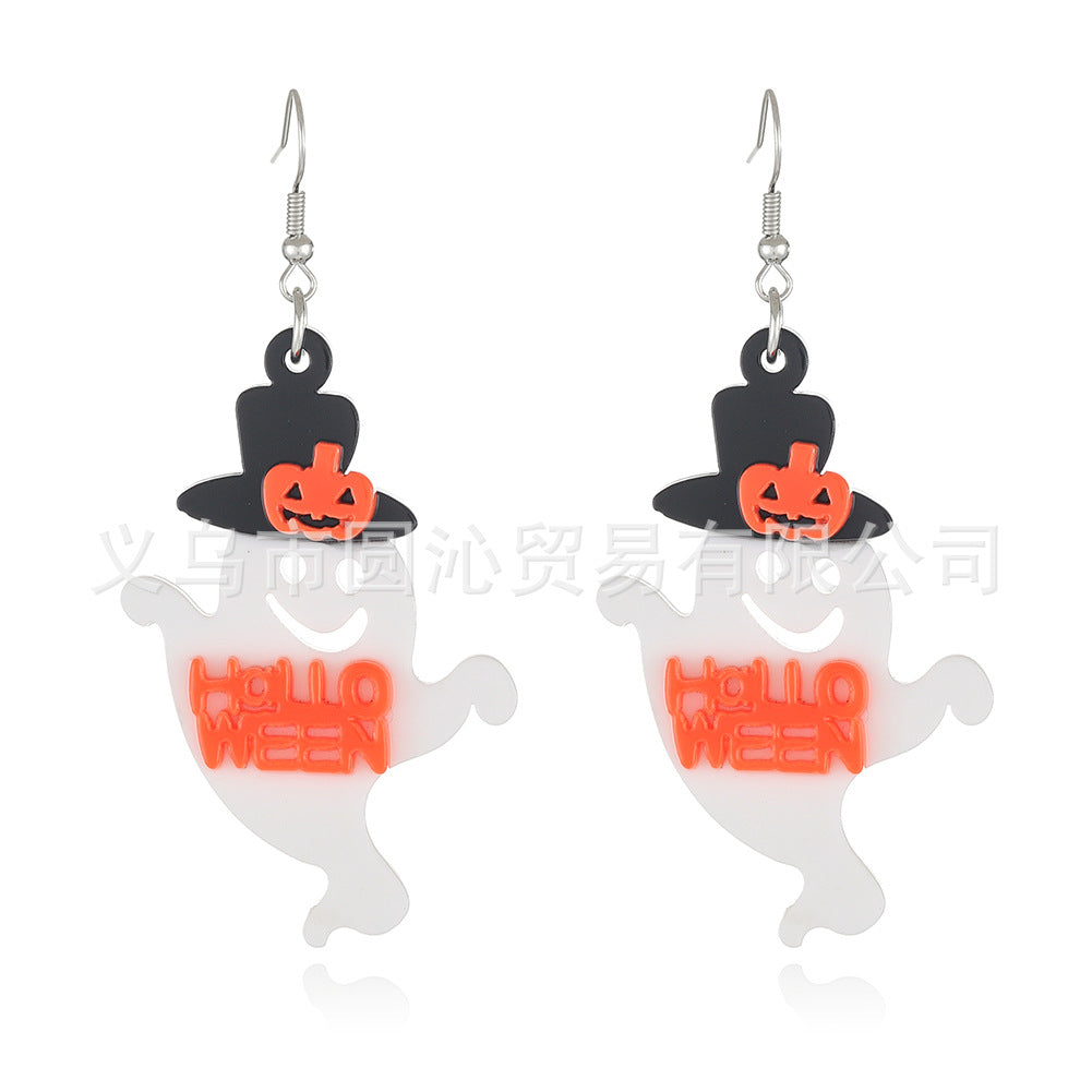 Acrylic Skull Ghost Earrings (Minimo de Compra 3) MYA-YuanQ006