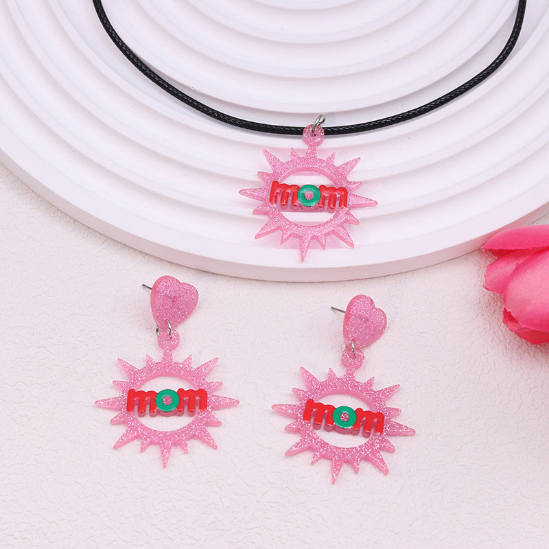 Acrylic Pink Love Earrings MIC-DuA084