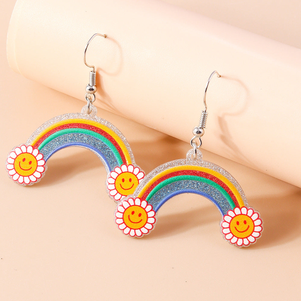 Acrylic Rainbow Cloud Earrings (Minimo de Compra 2) MYA-YueS005