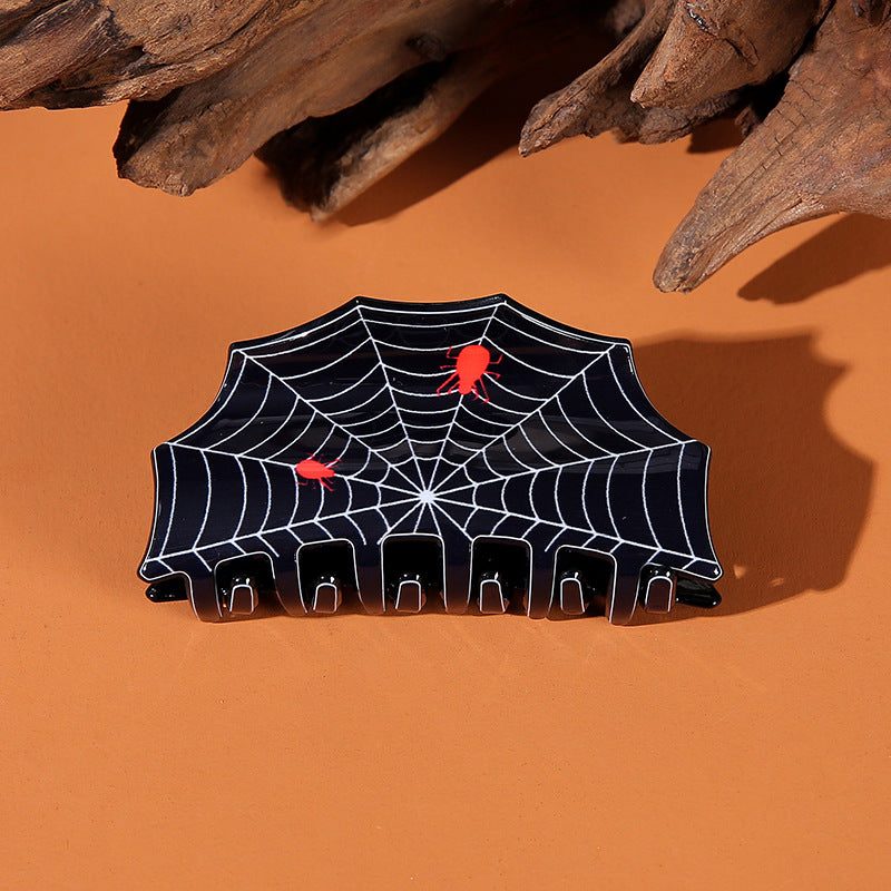 Plastic Halloween funny spider web hair clip (Minimo de Compra 10) MIC-HangX001